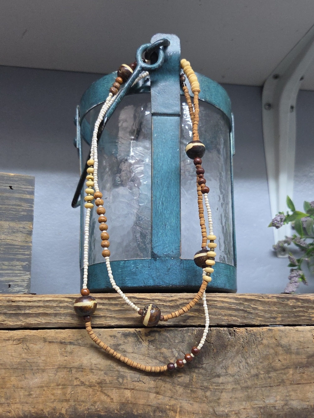 Vintage Boho Necklace — Brown & Cream Natural Tone